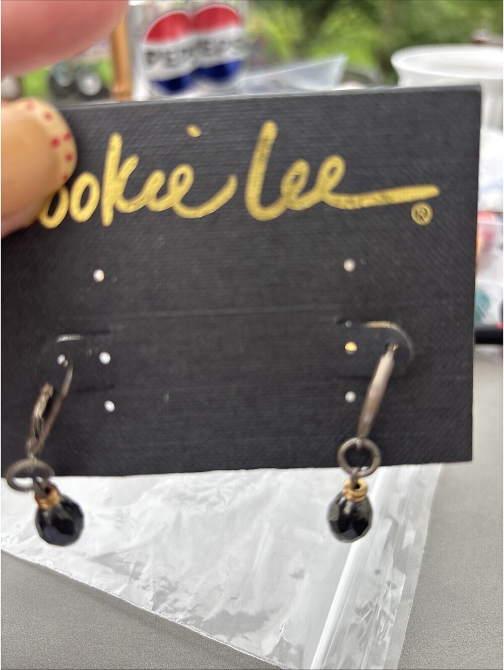 Cookie Lee smokey blue beaded earrings fashion jewelry